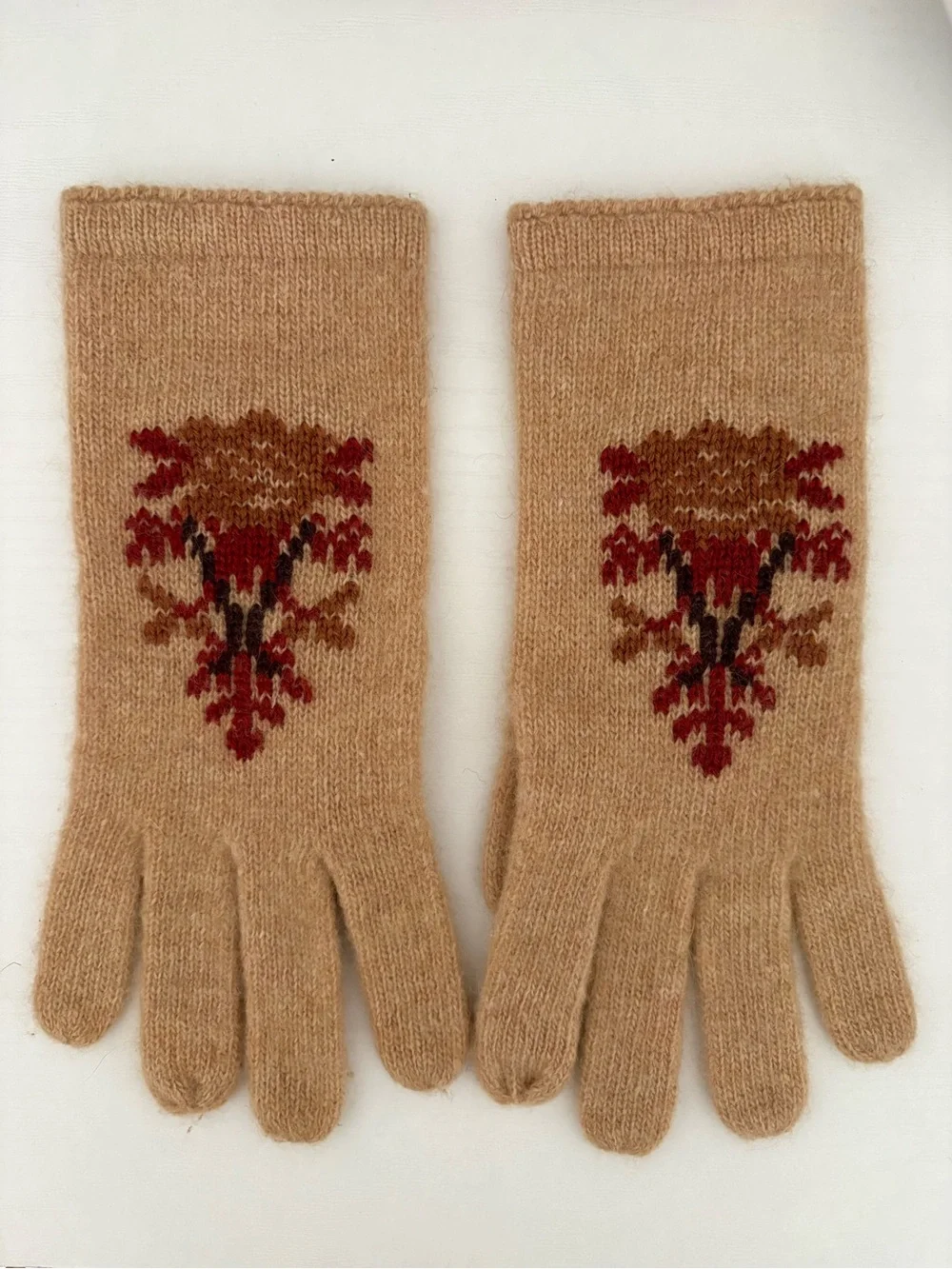 VINTAGE Anthropologie Tan Lambswool Angora Gloves 🧤